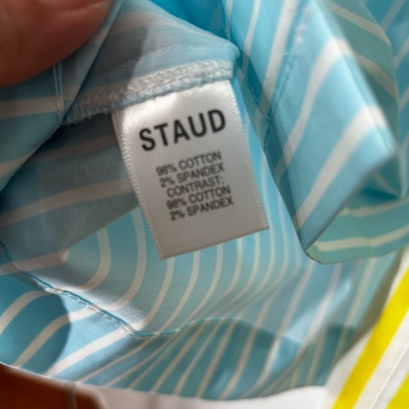 Staud NWT Martha Multicolor Mixed Stripe Stretch Cotton Button-up Shirt Size M - Picture 9 of 12